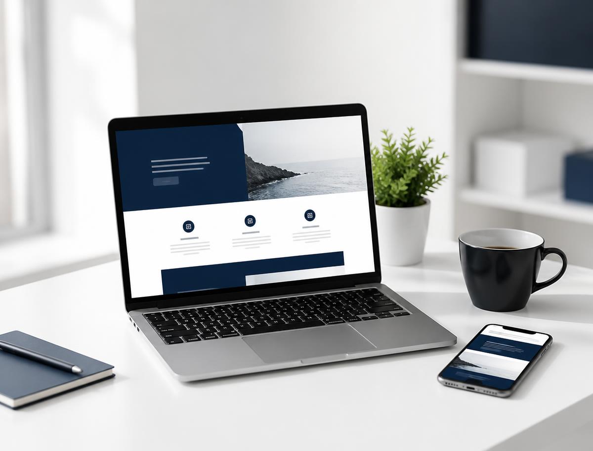 Modern website design on laptop and phone screens